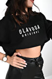 Kadın Yazı Baskılı Bisiklet Yaka Sweatshirt 1617-24