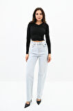 Kadın Büzgülü Uzun Kollu Croptop Bluz 1654-24
