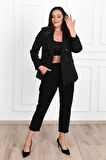 Kadın Astarlı Büyük Beden Blazer Ceket 0101-1