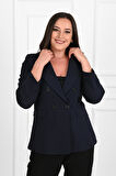 Kadın Astarlı Büyük Beden Blazer Ceket 0101-1