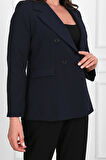 Kadın Astarlı Büyük Beden Blazer Ceket 0101-1