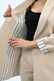 Kadın Çizgili Astar Detaylı Ceket Takım 0115-25-1