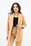 Kadın Çizgili Astar Detaylı Ceket Takım 0115-25-1