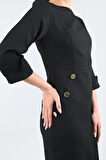 Kadın Düğme Detaylı Elbise 5202-24
