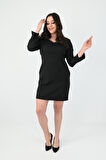 Kadın Büyük Beden Boncuk İşleme Detaylı Elbise 5201-25