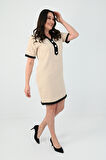 Kadın Büyük Beden Düğme Detaylı Elbise 5205-24