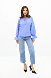 Kadın Yaka Bağlama Detaylı Gömlek 1718-25