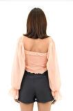 Kadın Şifon Crop Bluz 1734-24