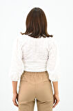 Kadın Balon Kol Detaylı Crop Gömlek 1719-25