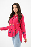 Kadın Nakış İşlemeli Oversize Gömlek 1735-24
