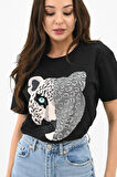 Kadın Leopar Baskılı T-shirt 1731-24