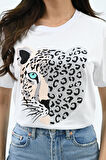 Kadın Leopar Baskılı T-shirt 1731-24