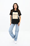 Kadın Gold Taş Baskılı T-shirt 1730-24