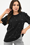 Kadın Taş İşleme Detaylı T-shirt 1750-24