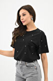 Kadın Taş İşleme Detaylı T-shirt 1750-24