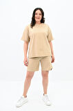 Kadın Büyük Beden Kol Detaylı Şortlu Takım 8101-24