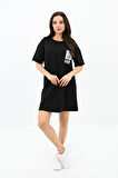 Kadın Baskılı Oversize T-shirt Elbise 5218-24