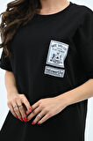 Kadın Baskılı Oversize T-shirt Elbise 5218-24