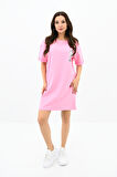 Kadın Baskılı Oversize T-shirt Elbise 5218-24