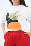 Kadın Büyük Beden Baskı Detaylı T-shirt Takım 8105-24