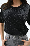 Kadın Taş Baskı Detaylı T-shirt 1749-24