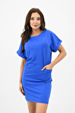 Kadın Kısa Kollu Cep Detaylı Elbise 5221-24
