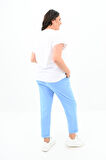 Kadın Büyük Beden Kız Baskılı T-shirt Takım 3800-23 Bebe Mavi-5XL