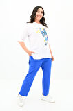 Kadın Büyük Beden Kelebek Baskı Detaylı T-shirt Takım 8114-25