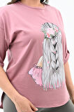 Kadın Büyük Beden Düşük Omuz Oversize T-shirt 1773-1-24