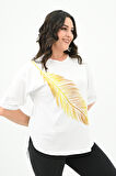 Kadın Büyük Beden Baskı Detaylı T-shirt 1773-2-24