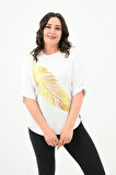 Kadın Büyük Beden Baskı Detaylı T-shirt 1773-2-24