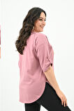 Kadın Büyük Beden Baskı Detaylı T-shirt 1773-2-24