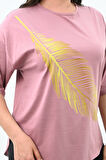 Kadın Büyük Beden Baskı Detaylı T-shirt 1773-2-24