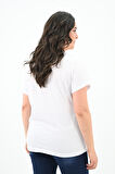 Kadın Büyük Beden Çiçek Baskı Detaylı T-shirt 1780-25