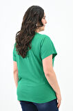 Kadın Büyük Beden Lavanta Baskı Detaylı T-shirt 1781-25