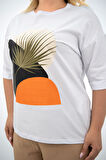 Kadın Büyük Beden Baskı Detaylı T-shirt Takım 8105-24