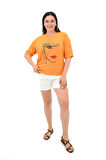 Kadın Büyük Beden Yüz Baskılı T-shirt 1788-25