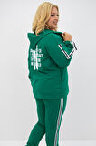Kadın Büyük Beden Kapüşonlu Baskı Detaylı Eşofman Takımı 8136-25