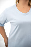 Kadın V Yaka Basic Büyük Beden T-Shirt 1297-22