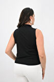 Kadın Büyük Beden Drape Detaylı Dik Yaka Bluz 1851-25