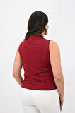 Kadın Büyük Beden Drape Detaylı Dik Yaka Bluz 1851-25