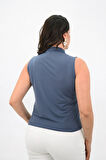 Kadın Büyük Beden Drape Detaylı Dik Yaka Bluz 1851-25