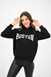 Kadın Kapüşonlu Baskılı Sweatshirt 1627-25