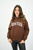 Kadın Kapüşonlu Baskılı Sweatshirt 1627-25