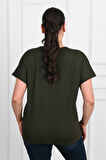 Kadın V Yaka Büyük Beden T-shirt 1486-23