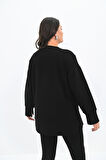 Kadın Büyük Beden Oversize Yırtmaç Detaylı Sweatshirt 1865-25