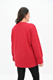 Kadın Büyük Beden Oversize Yırtmaç Detaylı Sweatshirt 1865-25