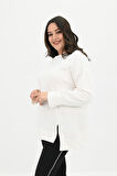 Kadın Büyük Beden Oversize Yırtmaç Detaylı Sweatshirt 1865-25
