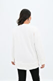 Kadın Büyük Beden Oversize Yırtmaç Detaylı Sweatshirt 1865-25