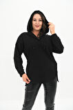 Kadın Büyük Beden Kapüşonlu Oversize Sweatshirt 1895-25